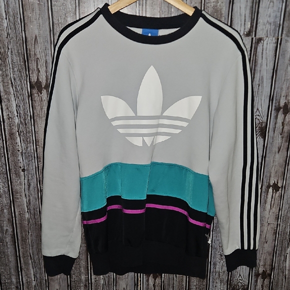adidas Tops - Adidas Gray and Turquoise Crewneck